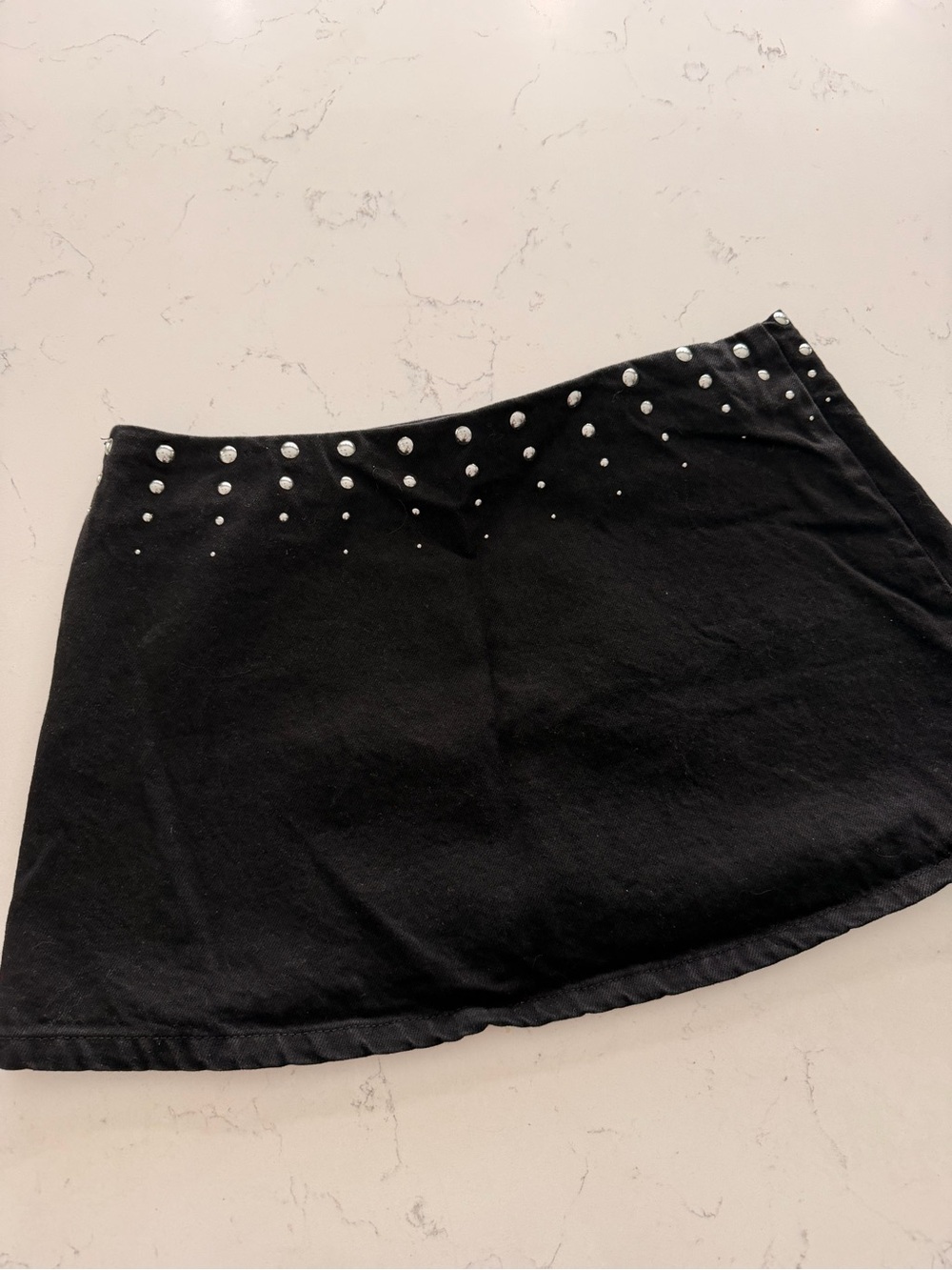 Zara Black denim Studded Mini Skirt